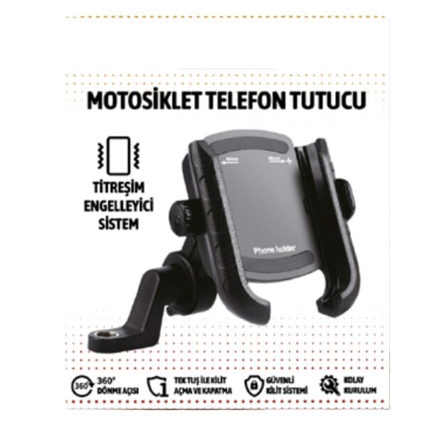 Titreşim önlemeli mandallı motorsiklet Telefon tutucu