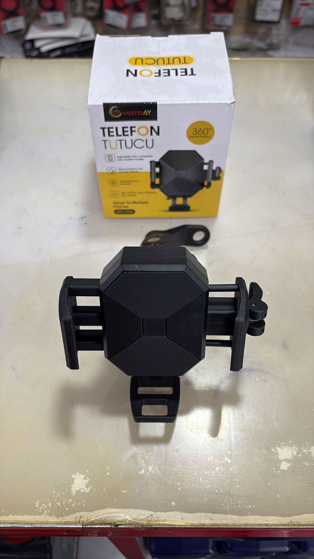 Motosiklet Telefon Tutucu Titreşim Engelleme Lastikli Mandallı