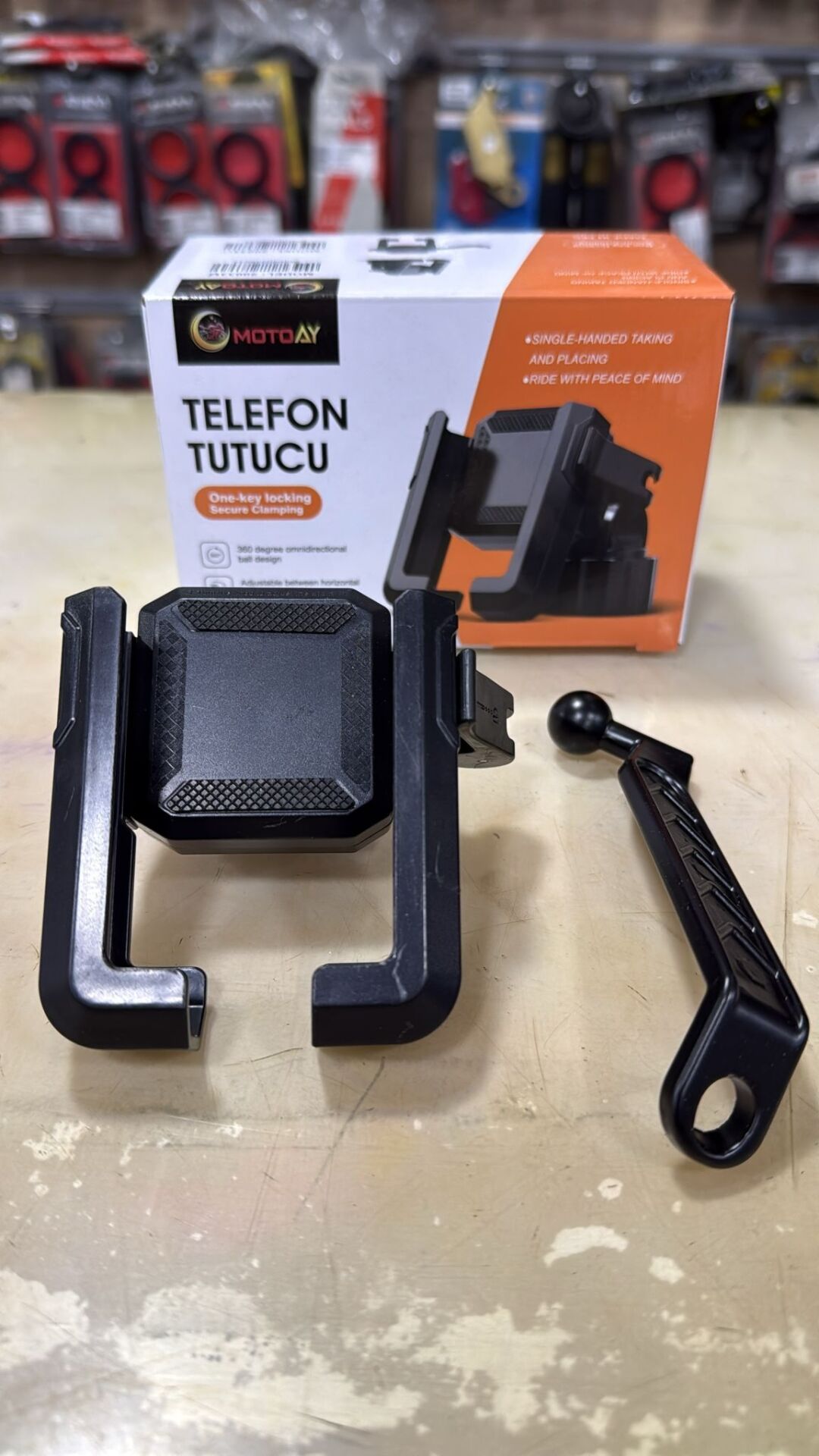 Motorsiklet Telefon Tutucu Metal Ayna Bağlantılı