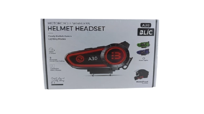 A30 Siyah Bluetooth Motosiklet Kulaklığı Intercom